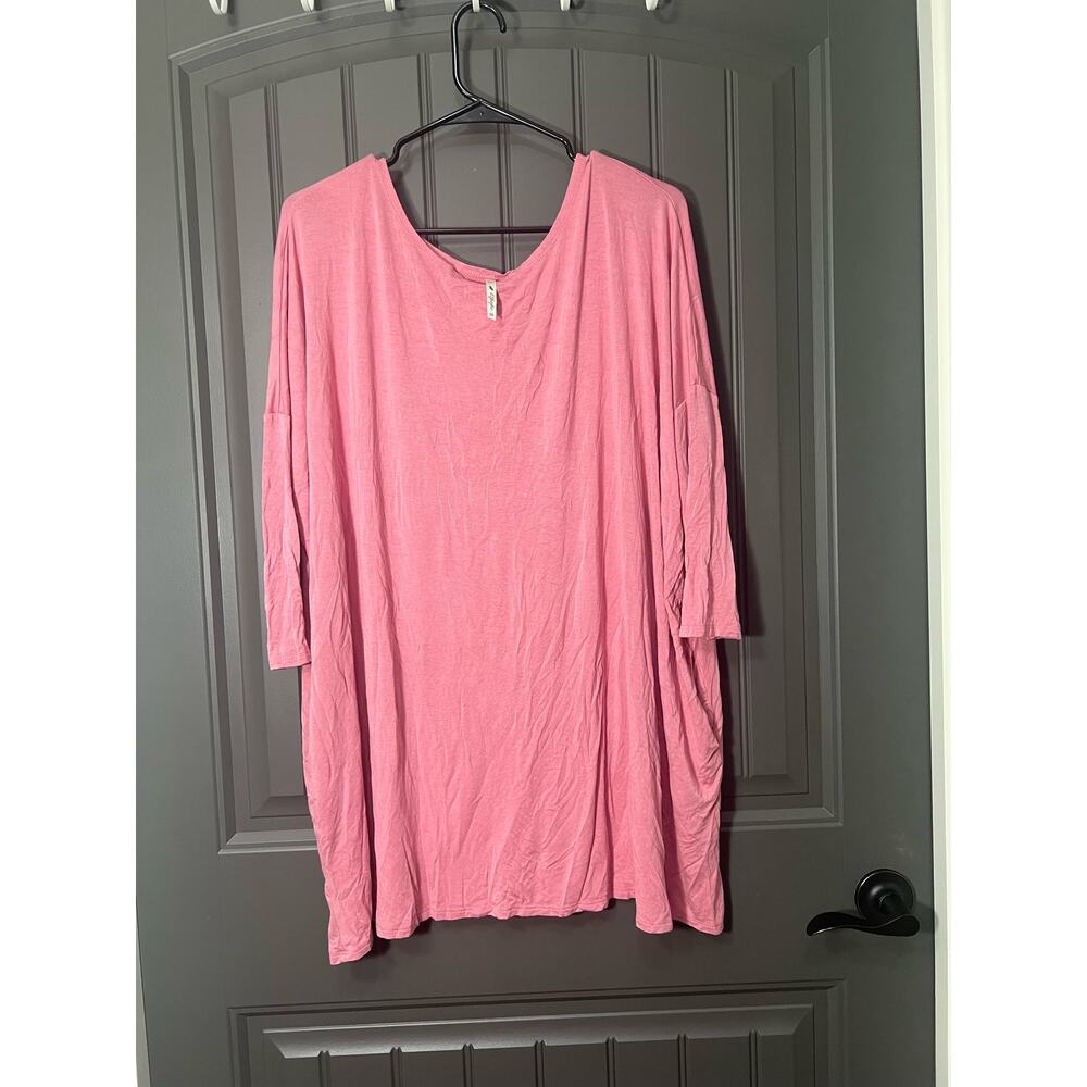 42 Pops Pink 3/4 Sleeve Round Neck Tunic Size 2X
